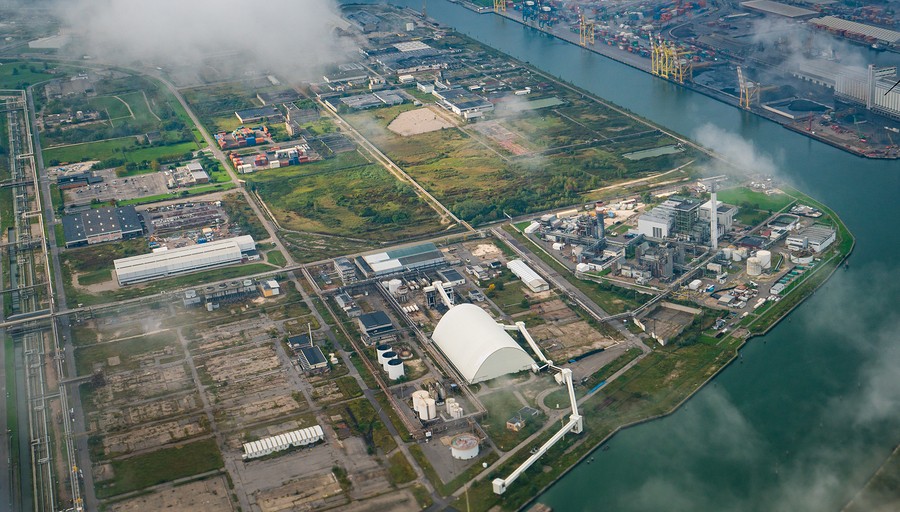 Aerial view of factories