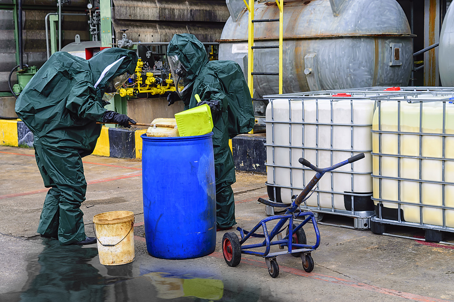 Chemical spill pollution at factory