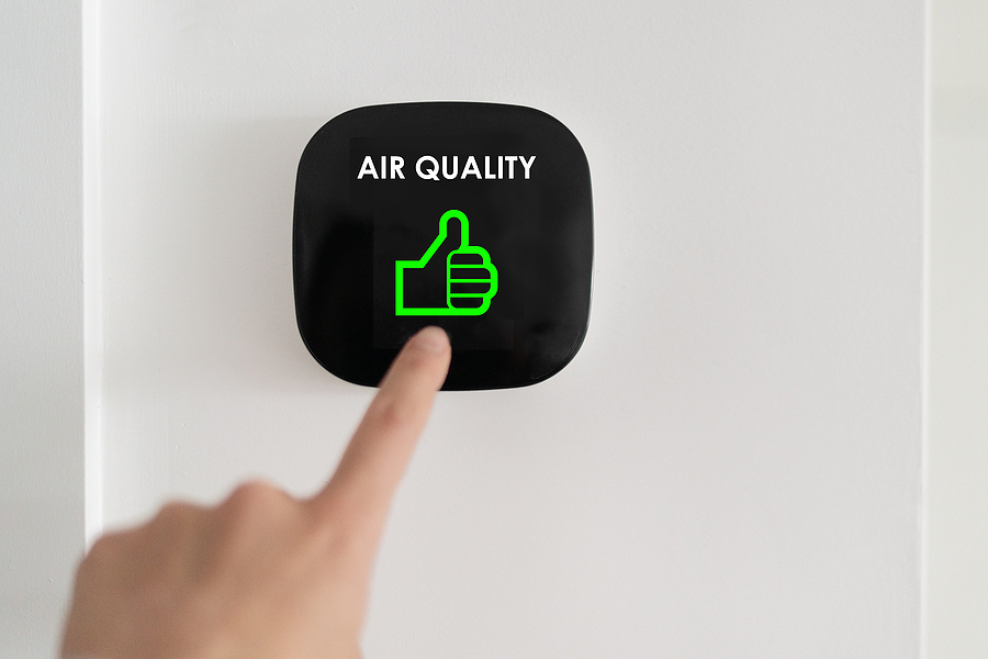 Good air quality indoor smart home domotic touchscreen system. a